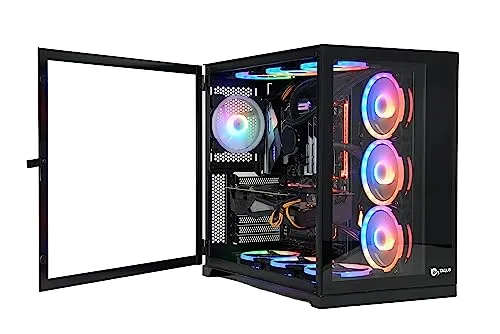 Talius Zeus/Cronos Gaming-Gehäuse - Schwarz mit Sichtfenster - PC-Gehäuse mit gehärtetem Glas für optimale Kühlung und modularer Doppelkammer-Struktur, ideal für leistungsstarke Gaming-Setups.