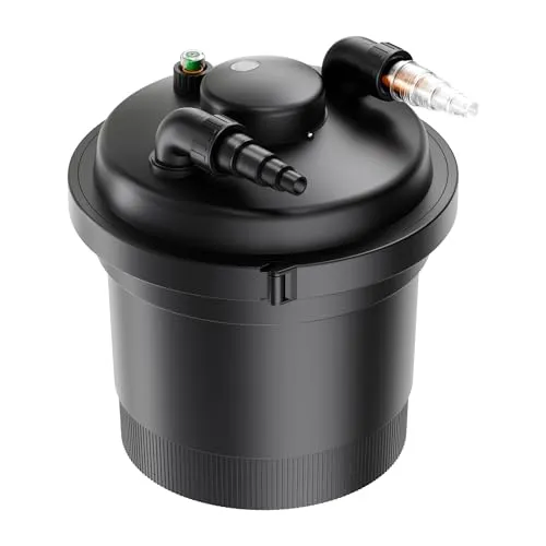 SunSun CPF-280 Druckteichfilter - Gartenteichfilter mit 9000 l/h Durchfluss und integriertem UVC-Teichklärer, sorgt für kristallklares Wasser und einfache Wartung.