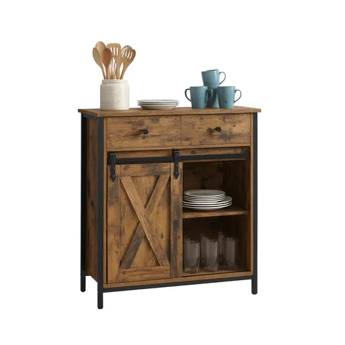 relaxdays Küchenbuffet Sideboard mit Schiebetür Vintagebraun