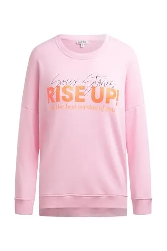 SOCCX Damen Sweatshirt mit Glitter Rubber Print Smooth Rose, M