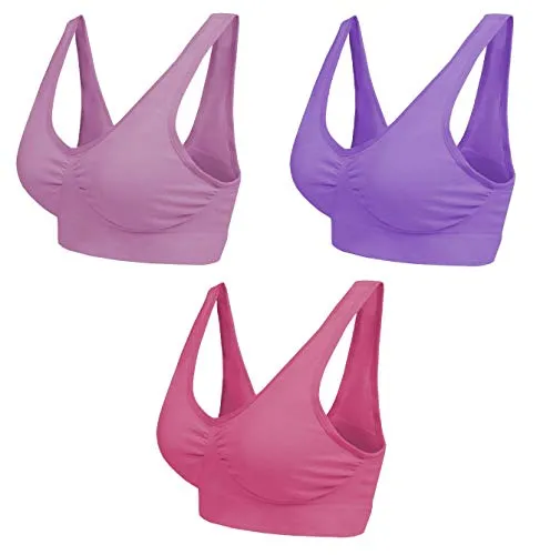 Boolavard Comfort BH - Seamless - Bustier BH - Freizeit und Sport BH, Sporttop, Nahtlos, Form Bustier Top ohne Bügel, Ahh Bra Wohlfühl (L: 96-101cm (75C-85A), Licht violett Lila und Rosa)