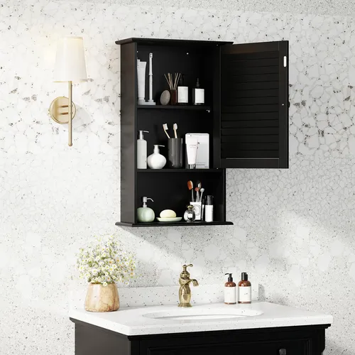 COSTWAY Hängeschrank Bad 42x16,5x70cm Schwarz
