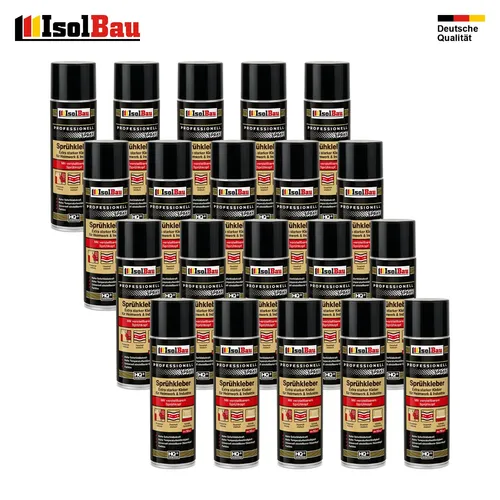 Sprühkleber 20 x 500ml - Extra Stark für vielseitige Anwendungen - Kleber & Leime - Flexibel, wasserresistent und ideal für eine Vielzahl von Materialien wie Metall, Textilien und PVC. Ergiebigkeit von 8-10 m² pro Dose!