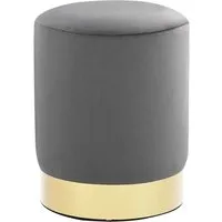 vidaXL Hocker Fassform Dunkelgrau - Stilvoller Samthocker in Fassform, ideal als Sitzgelegenheit oder Beistelltisch. Verleiht jedem Raum einen luxuriösen Flair und bietet Stabilität durch die glänzende Metallbasis.