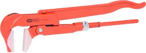 KS Tools 116.1000 Rohrzange - 90° Maulstellung mit auswechselbaren Schonbacken, ideal für schonende Montage von Schraubverbindungen bis max. Ø 35 mm, stufenlos verstellbar und rot pulverbeschichtet.