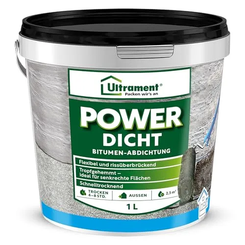 ULTRAMENT Power Dicht, Schwarz, 1 Ltr - Fugenabdichtungen, gebrauchsfertig und extrem flexibel für den Außenbereich, UV-beständig und rissüberbrückend, ideal für verschiedene Untergründe.