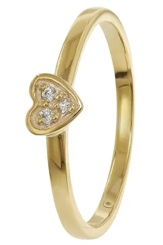 trendor Damenring Gold 333/8K Herz mit Zirkonias wunderschöner Ring aus Echtgold für Frauen, zauberhafte Geschenkidee 41538-54 Ringgröße 54/17,2