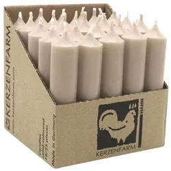 Stabkerzen aus Paraffin, 100/22 mm, Taupe, KERZENFARM HAHN, Brenndauer ca. 4h, 25 Stück pro Verpackung
