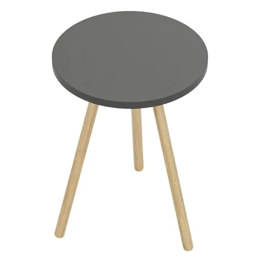 Jungengel Runder Beistelltisch aus Holz, 34 x 34 cm, Höhe 45 cm, für Wohnzimmer, Schlafzimmer, Küche, Esszimmer, Flur, Büro, Gästezimmer, Kinderzimmer (Grau)