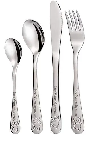 Gräwe. Kinderbesteck 4-TLG. Teddy, mit Namensgravur