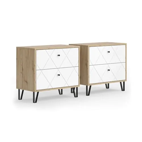 Vicco Nachtschrank Nizza 2er Set in braun von Vicco