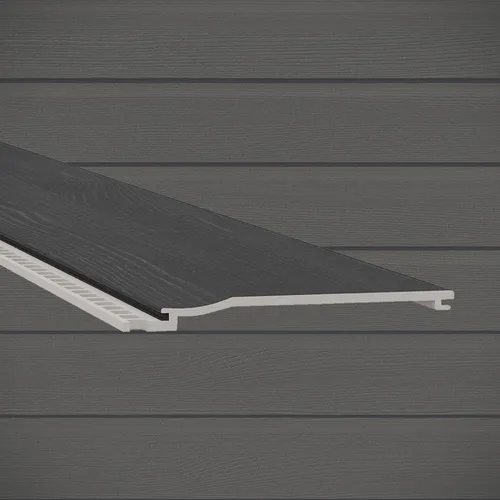 Fassadenverkleidung vinyTop Stülpprofil Holzstruktur - Wandverkleidung aus langlebigem, recycled Kunststoff mit Holzstruktur in basaltgrau, wetterfest und wartungsarm, ideal für den Außenbereich.