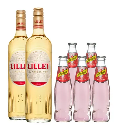 Lillet Wild Berry Set - Likör & Kräuterschnaps - Genießen Sie das perfekte Set mit Lillet Blanc und Schweppes Wild Berry für erfrischende Cocktails, inklusive Rezept und Mischungsverhältnis.