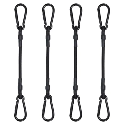 JunGG Spanngummi mit Karabiner, 30 cm Expander mit Karabinerhaken 4er Set, Spanngurte mit Haken, Gummispanner Gepäckspanner für Camping Fahrrad Auto Ladung