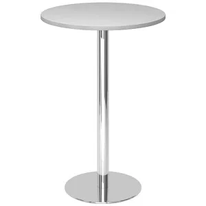 Hammerbacher Stehtisch STH08 - Lichtgrau, Rund 80cm - Barmöbel mit stabiler 25mm Tischplatte und verchromtem Gestell. Ideal für Events oder gemütliche Stehplätze. Maße: 111,6 x 80cm.