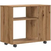 vidaXL Beistelltisch Artisan-Eiche 70x35x55 cm - Beistelltisch fürs Wohnzimmer mit zwei Ablagen und stabiler Tischplatte, ideal für Dekoartikel und mit praktischen Schwenkrollen für flexibles Umstellen.