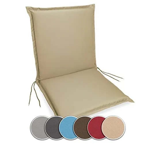sunnypillow Gartenstuhlauflage Niedriglehner - Extra Dicke 9 cm, Beige - Polster für Stühle & Sessel - Hochwertige, wasserfeste Stuhlauflage mit 9 cm Dicke für ultimativen Komfort und stabiler Befestigung, ideal für innen und außen.