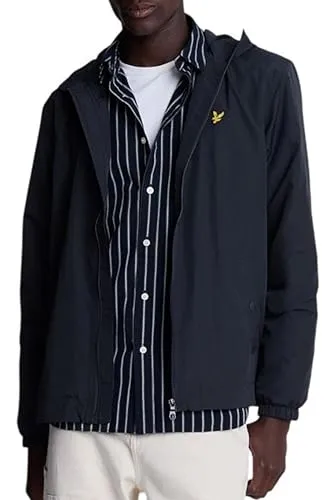Lyle & Scott Herren Zip Through Hooded Jacket, Blau (Dark Navy Z271) - Winddicht & Wasserabweisend - Funktionsjacke für aktive Männer, leicht und schnelltrocknend. Perfekt für Outdoor-Aktivitäten und Alltag mit bequemer Passform und stilvollem Adler-Logo.