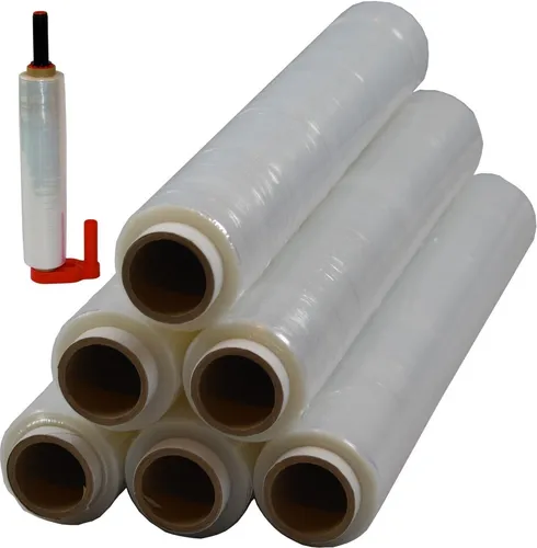 Rollen Stretchfolie + Abroller Palettenfolie 23 my 1,5 kg Transparent 6 x