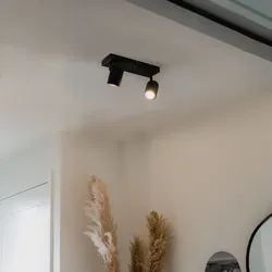 QAZQA - Moderne Deckenleuchte I Deckenlampe I Lampe I Leuchte schwarz 2-flammig-flammig Verstellbar Rechteckig - Jeana I Wohnzimmer I Schlafzimmer ... - Schwarz