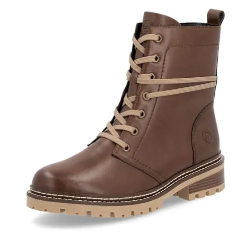 Remonte Damen Combat Boots D0B75, Frauen Stiefeletten,lose Einlage,gefüttert,Stiefel,Bootee,Booties,halbstiefel,Kurzstiefel,braun (23),39 EU