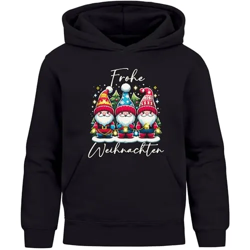 Produktbild MoonWorks® Kinder Hoodie Wichtel Weihnachtsoutfit schwarz 128