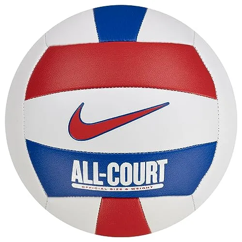 Nike All Court Deflated Volleyball aus Gummi und Synthetikleder in der Farbe White/University red/Game royal/University red, Größe: 5, N.100.9072.124.05