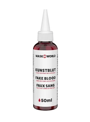 Kunstblut Flasche mit Dosierspitze - 50 ml - künstliches Blut Filmblut für Horror Effekte und Grusel Dekoration