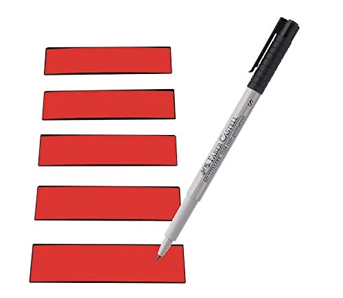 Magnetstreifen Etiketten rot 100x30 mm - 25 Stück - beschreibbar incl. Stift