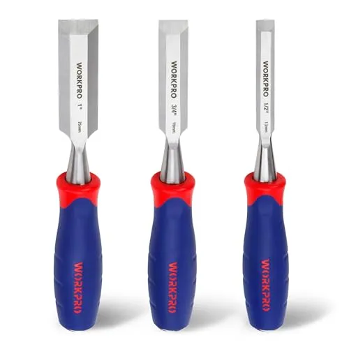 WORKPRO Holzmeißel Set Cr-V Meißel Set 12mm, 19mm, 25mm für Holzbearbeitung