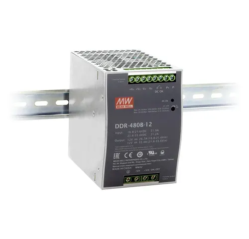MW Mean Well DDR-480B-24 DC/DC-Wandler 24V 20A - Halbleiter, leistungsstarker 480W Wandler mit 1 Ausgang, ideal für industrielle Anwendungen und zuverlässige Stromversorgung.