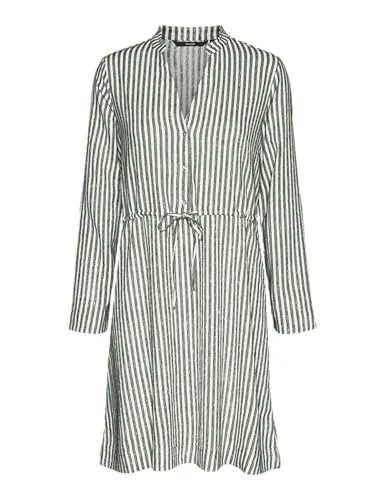 VERO MODA Damen Vmberta Pia Short Dress JRS Ga Minikleid, Snow White/Stripes:laurel Wreath, M EU