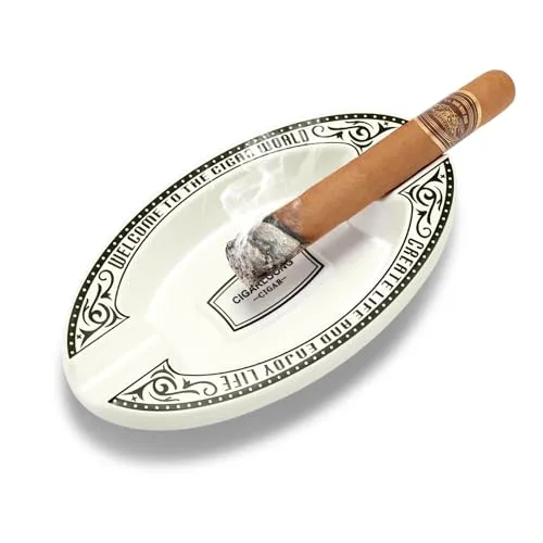 CIGARLOONG Zigarren Aschenbecher Portable, Harz Desktop Zigarren Aschenbecher mit 2 Zigarrenhalter, widerstandsfähiger und langlebiger Aschenbecher für Outdoor&Indoor (Weiß)