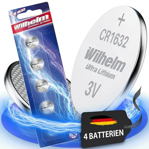 CR1632 CR 1632 WILHELM Lithium Knopfzelle 3V 140 mAh ø16 x 3,2 mm Batterie DL1632 4 x