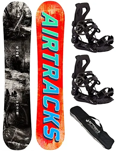 Airtracks Herren Snowboard Set Freeride Freestyle - Past&Future Hybrid Rocker Wide Snowboard 159 - Softbindung Master L - SB Bag