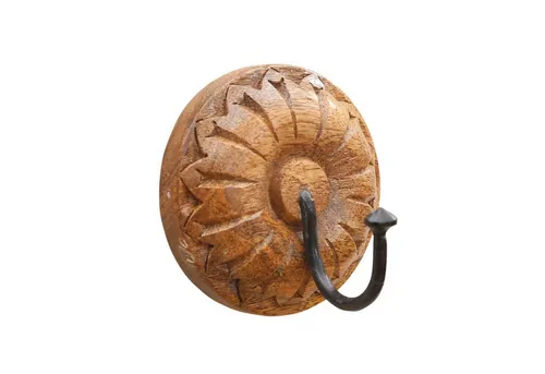 Marrakesch Orient & Mediterran Interior Handtuchhalter Boho Haken Admir 9cm, Küchenhaken Wandhaken Holz Metall Handarbeit, Handarbeit