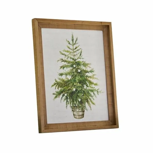 Loberon Bild Nadirah: Charmanter Holz-Druck mit Weihnachtsbaum-Motiv - Weihnachtlicher Zierschmuck aus naturbelassenem Tannenholz mit detailliertem Weihnachtsmotiv. Langlebig und nachhaltig – perfekt für eine rustikale Weihnachtsdekoration.