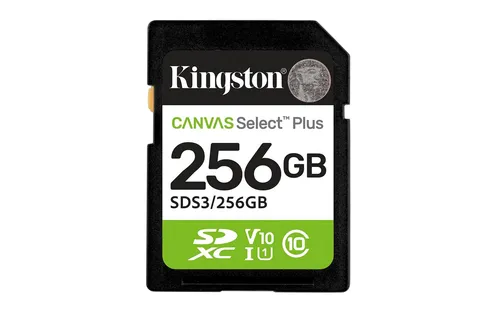 256GB Kingston SDXC Canvas Plus Gen3 C10 - Hohe Geschwindigkeit für Ihre Fotos - Speicherkarten mit 256GB Kapazität, ideal für schnelle Datenübertragungen und große Foto- und Video-Sammlungen.