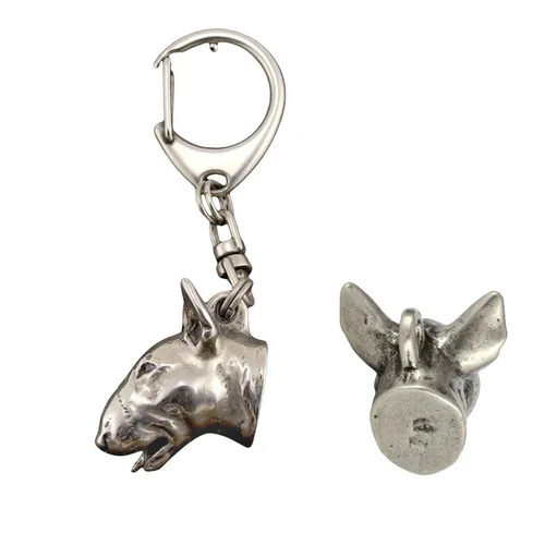 Bullterrier, Bullterrier I - versilberter Hunde-Schlüsselanhänger, Taschendeko,