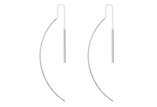 LÖB Paar Ohrhänger Durchzieher 925 Silber Stab Bogen Spirale Ohrringe Hängend Modern XXL (Geschenke für Frauen Beste Freundin Mutter Mama Damen zum Geburtstag Weihnachten Weihnachtsgeschenke, Inkl. Schmuckbox), Ohrhänger zum Durchziehen Einfädler Brautschmuck Minimalistisch Lang