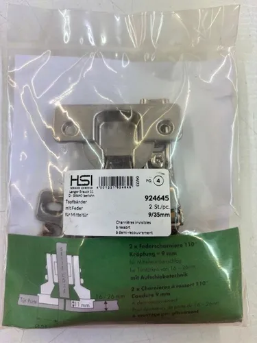 Federscharniere 110° Kröpfung 9mm für Mittelwandanschlag bei Türstärke 16-26mm