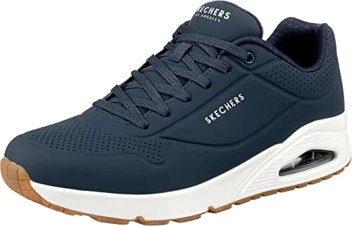 SKECHERS Uno - Stand on Air Herren Sneaker, Gr. 48,5, blau - Sportlicher Freizeitschuh aus Lederimitat mit Air-Cooled Memory Foam für optimalen Tragekomfort. Ideal für aktive Männer, die Wert auf Style und Bequemlichkeit legen.