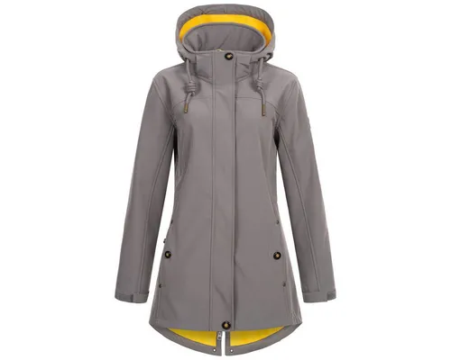 Ankerglut Damen Softshellmantel Kurzmantel mit Kapuze - Funktionsjacke für Übergangszeiten, gefüttert und wasserabweisend, ideal für aktive Frauen.