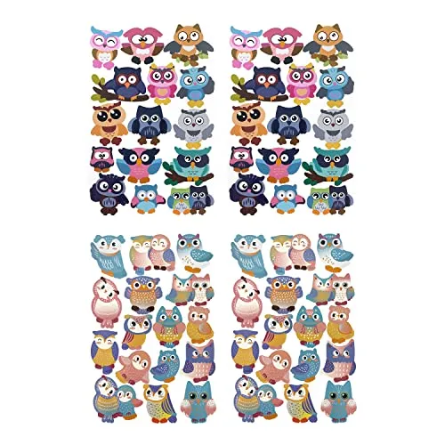 Oblique Unique® Eulen Aufkleber Set 62 Uhu Sticker für Kinder Geburtstag zum Spielen Basteln Scrapbooking Kinderaufkleber für Jungs und Mädchen