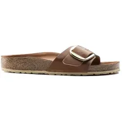 BIRKENSTOCK Damen Madrid Big Buckle Pantoletten - Cognac 1006525, 37 EU, aus hochwertigem Nubuck für optimalen Tragekomfort und stilvolles Design