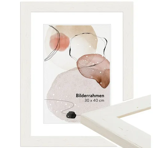 WANDStyle Bilderrahmen H750, Weiß, Massivholz im Landhaus Stil - Einzelrahmen aus fast unbehandeltem Massivholz, einzigartig und rustikal, ideal für Strandhausstil, geeignet für Passepartouts bis 18 x 24 cm.