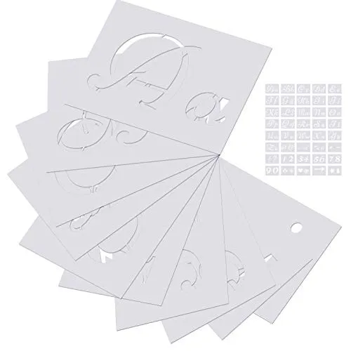 Outivity 40 Stück Buchstaben Schablone Kunst Alphabet Schablonen Buchstaben Für Gemälde Auf Holz, Groß Zahlen Und Zeichen Großbuchstaben Kleinbuchstaben Kunststoff Wiederverwendbar