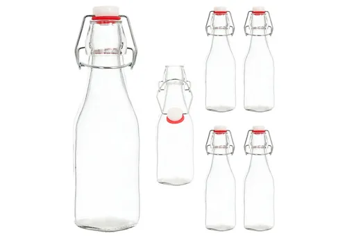 CEPEWA Isolierflasche Flasche Lebkuchenmann 9er Set 50ml Glas Metall 6x11x2,5cm gold Deckel