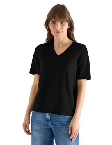 Damen Basic T-Shirt mit Kurzarm und V-Neck