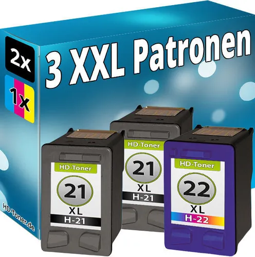 TINTE PATRONEN für HP 2x 21+22 XL DESKJET F4180 F370 F375 F380 FAX 3180 REFILL